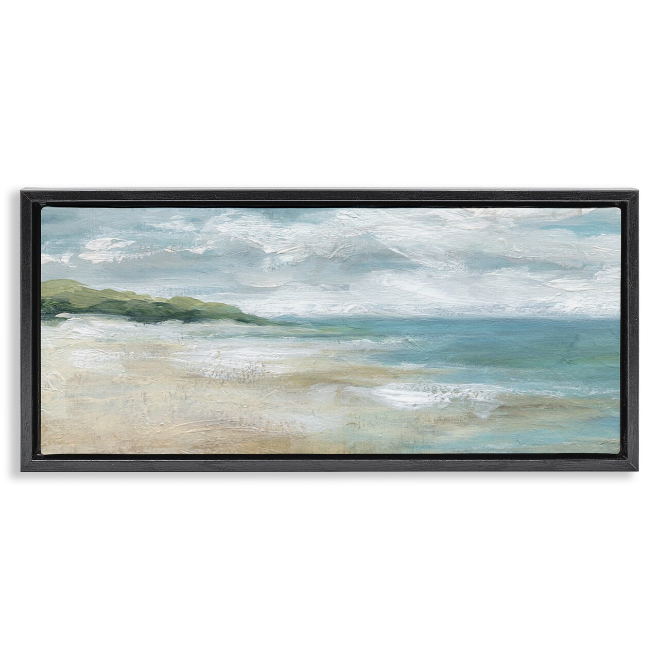 Stupell Industries Sweeping Coastal Expanse Black Framed Floater Canvas Wall Art, design by Carol Robinson